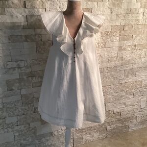 Pilcro White Ruffle Sleeve Dress